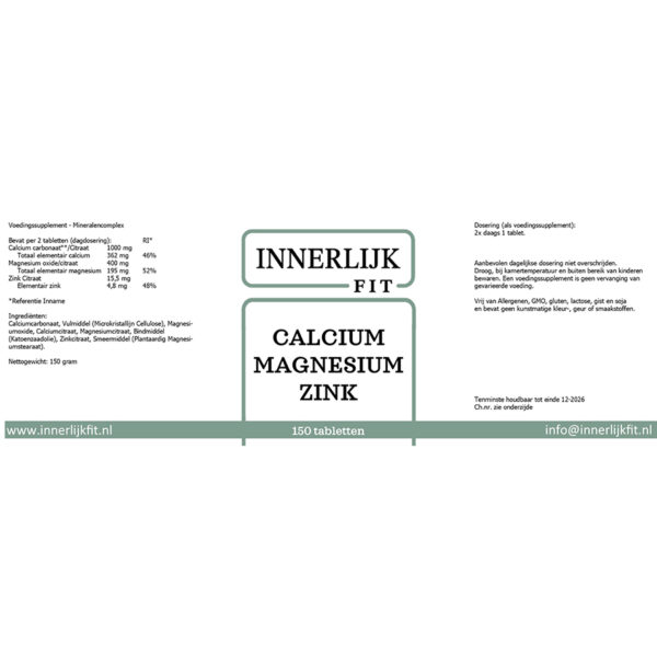 Calcium Magnesium Zink 150 tab - Afbeelding 2
