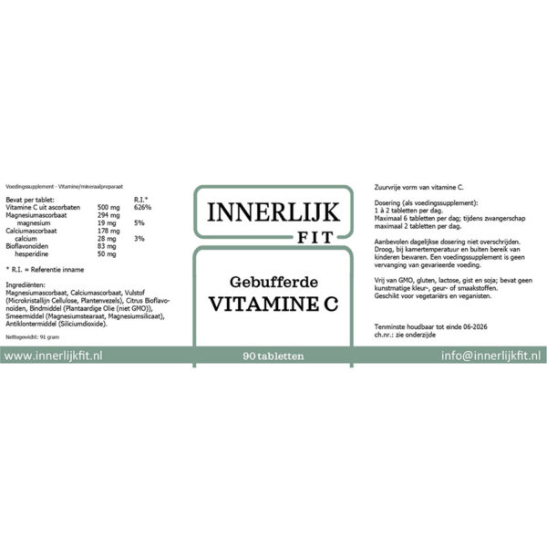 Gebufferde Vitamine C 500 90 tab - Afbeelding 2