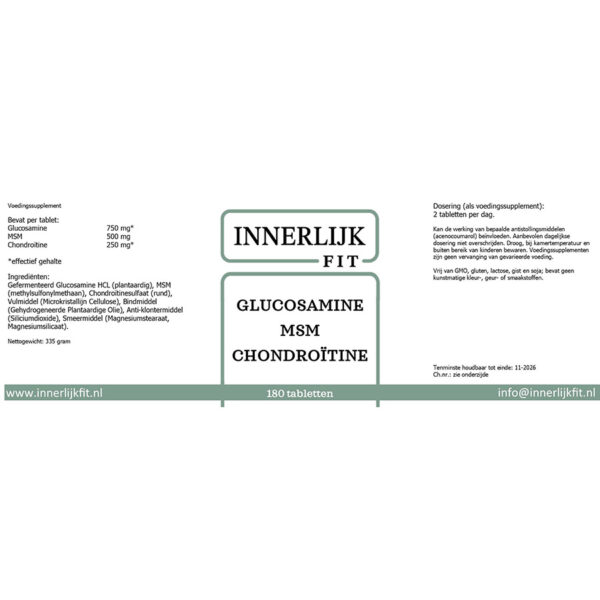 Glucosamine Msm Chondroïtine 180 tab - Afbeelding 2
