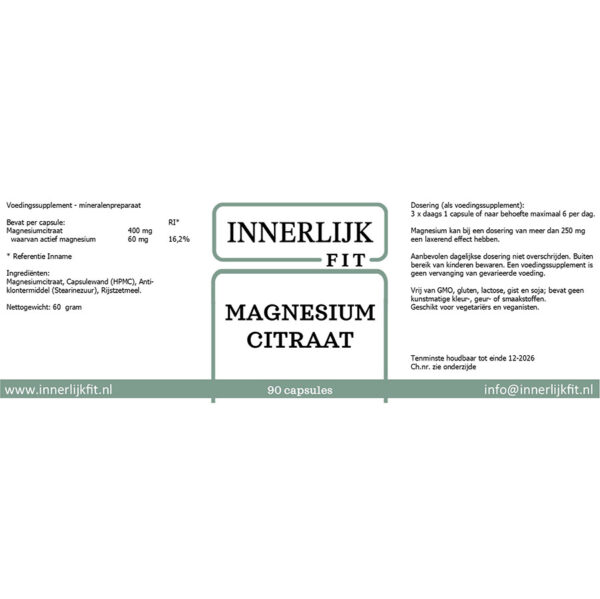 Magnesium Citraat 90 cap - Afbeelding 2