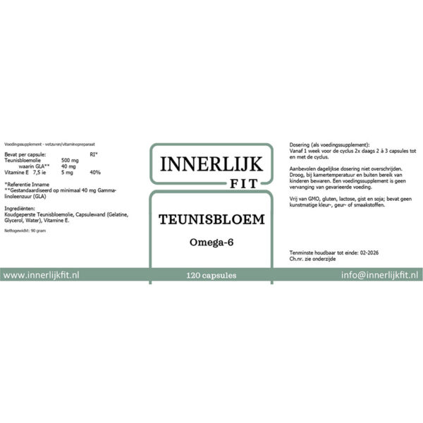 Teunisbloem Omega 6 120 cap - Afbeelding 2