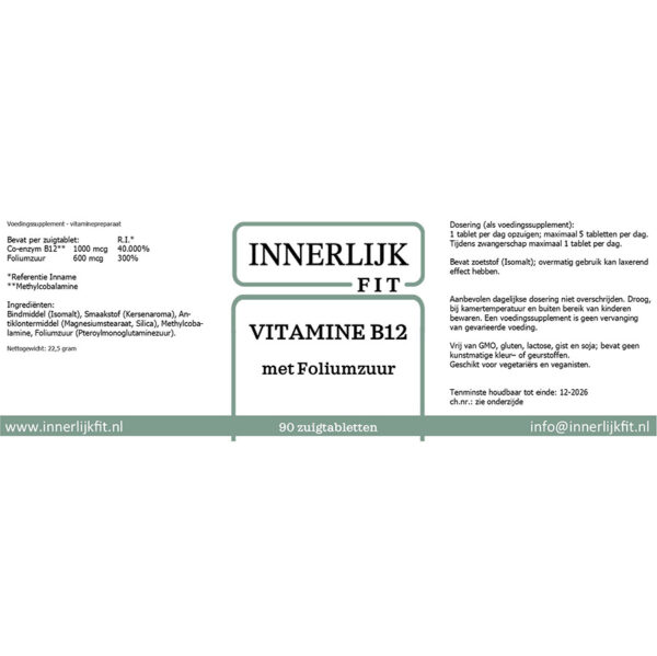 Vitamine B12 1000mcg 90 zt - Afbeelding 2