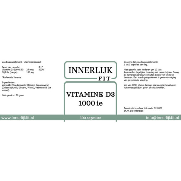 Vitamine D3 1000ie 300 cap - Afbeelding 2