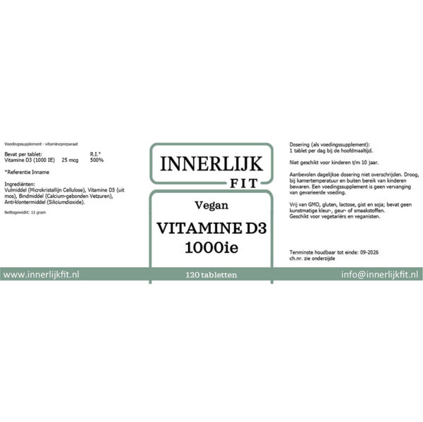 Vitamine D3 Vegan 1000ie 120 cap - Afbeelding 2