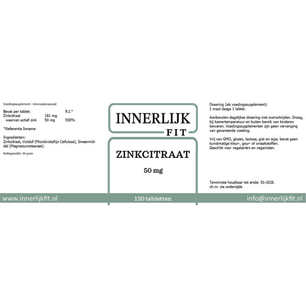Zink Citraat 50 mg 120 tab - Afbeelding 2
